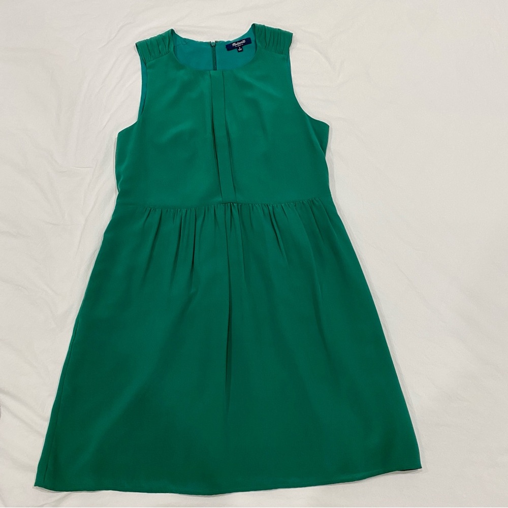 Madewell Emerald Green A-line Mini Dress Casual Sleeveless Crew Neck